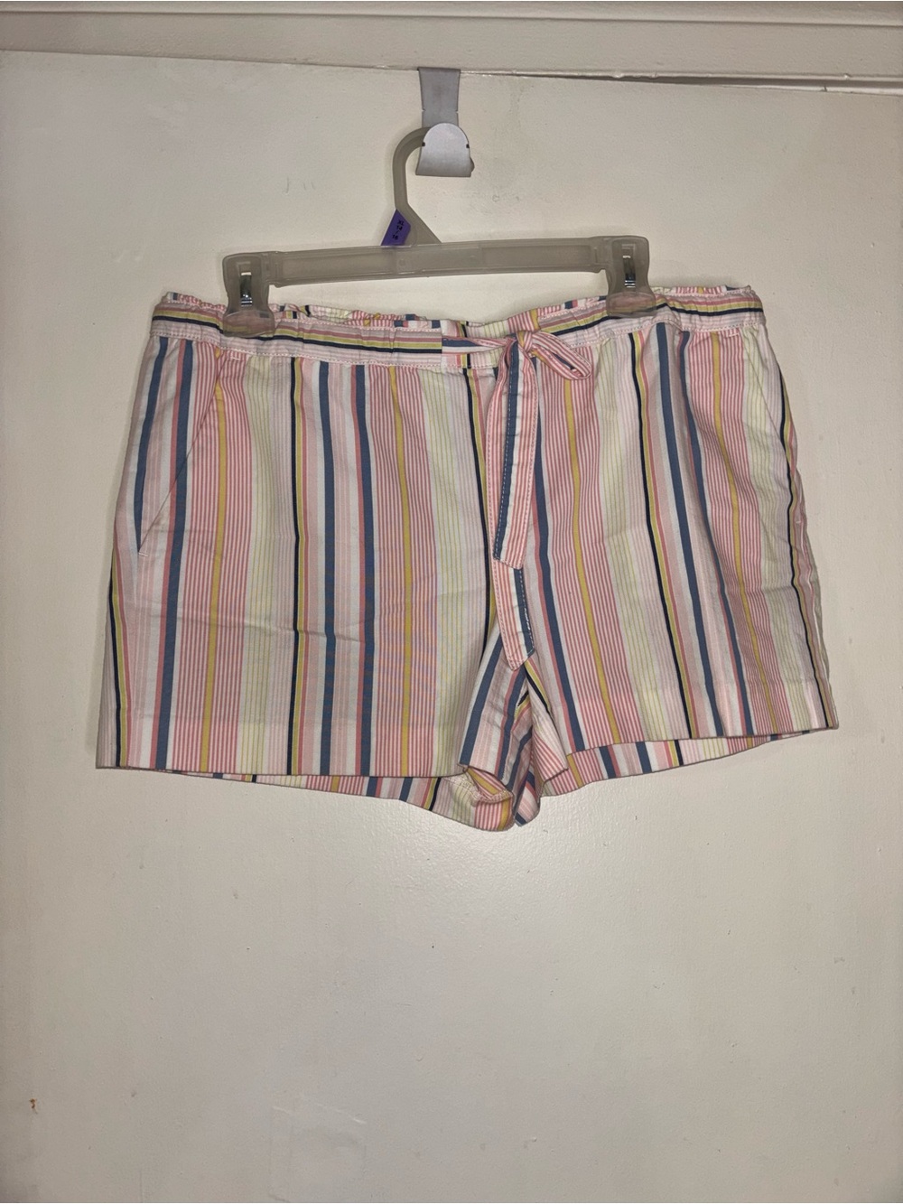 LOFT Pastel Multistripe Tie-Waist Bermuda Shorts